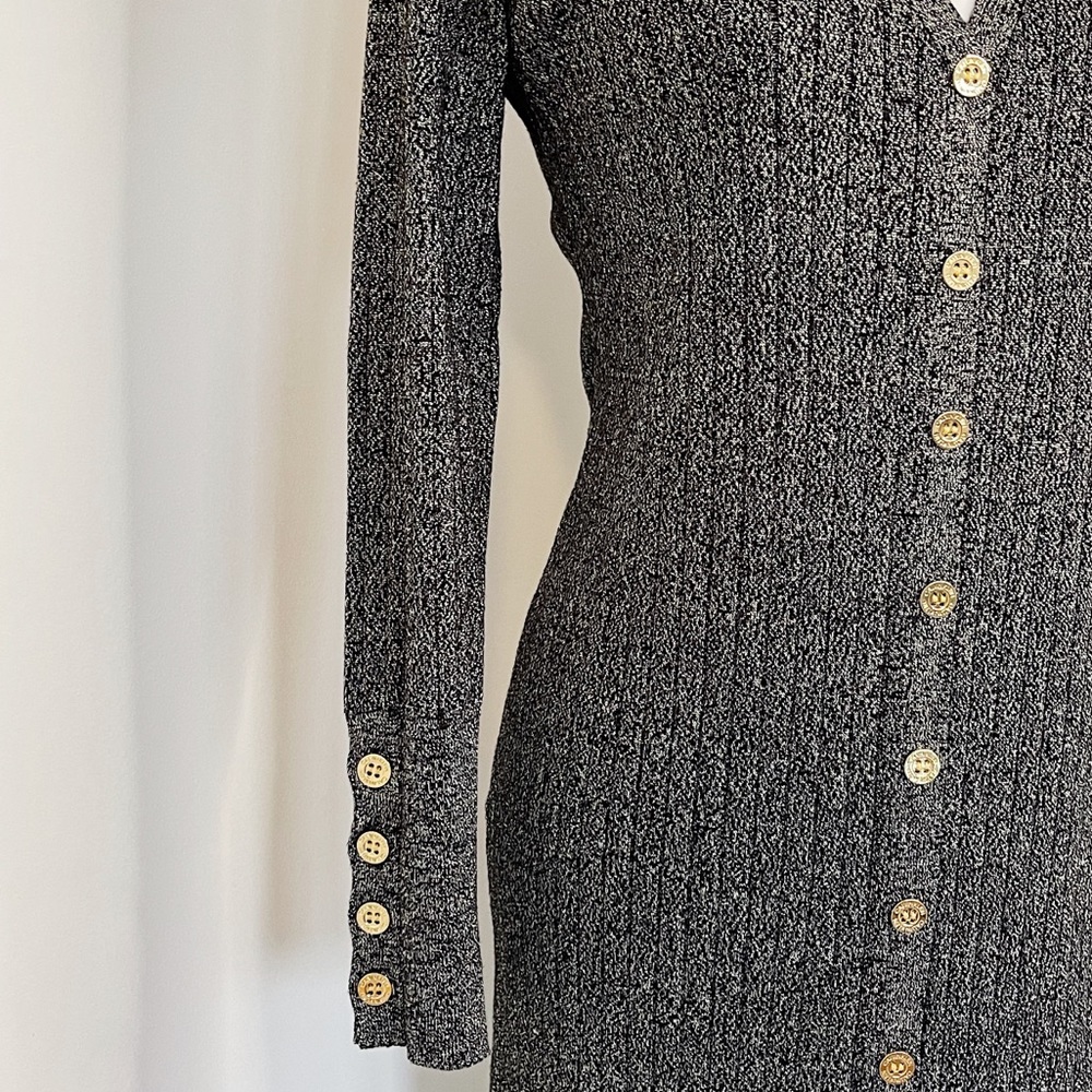 NWT Calvin Klein Black/Metallic Gold Knit Dress - Picture 3 of 10